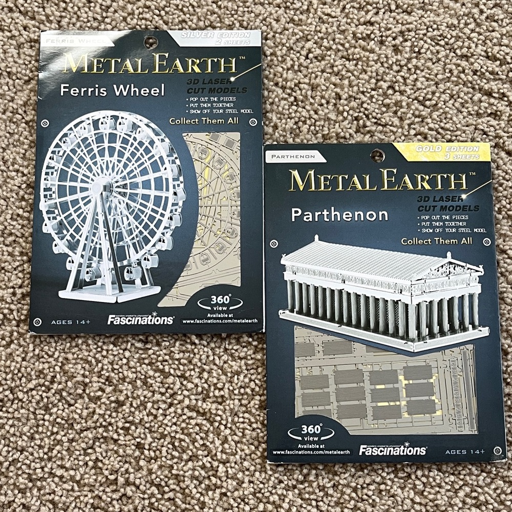 NWT Metal Earth Ferris Wheel and Parthenon 3D Models